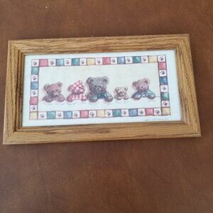 Oak Framed One Paw, Two Paw Teddy Bear Picture